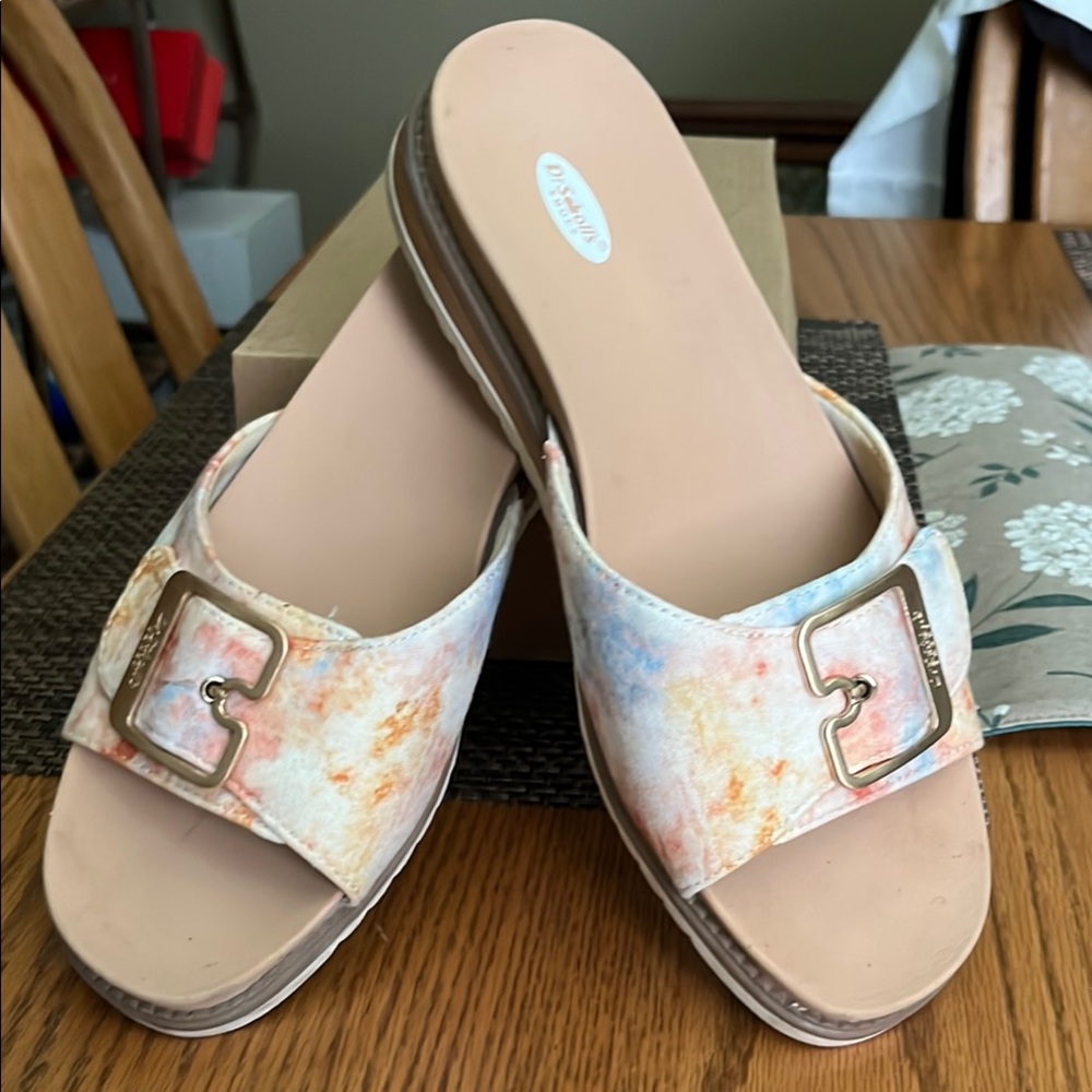 Cream Mules with Decorative Buckle